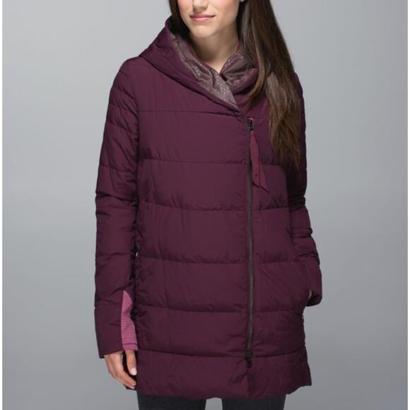 LULULEMON Puffy Blankey Jacket Bordeaux Drama Burgundy Purple Down Coat Size 4 - Picture 10 of 10